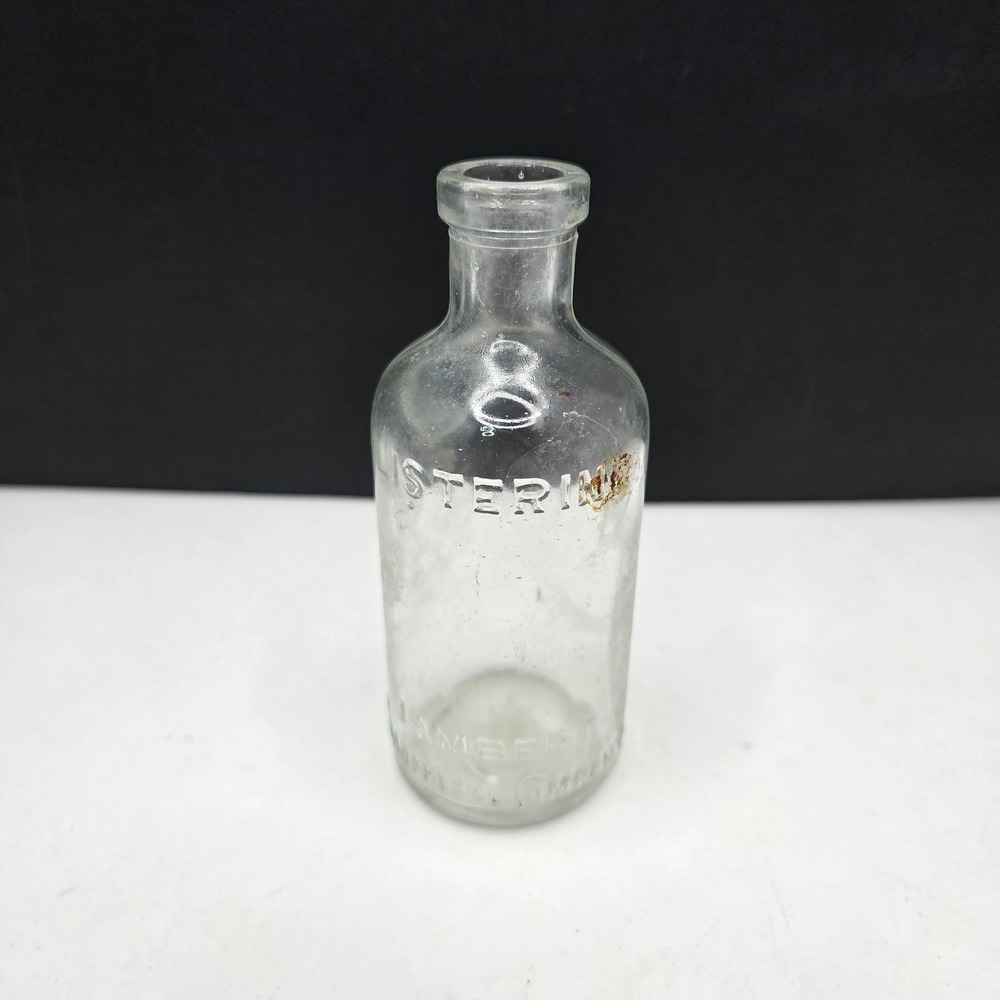 Listerine Lambert Pharmacal Co Vintage Glass Bottle Clear Embossed 5.5" G8